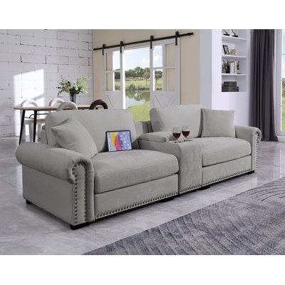 Canapé surdimensionné en chenille surdimensionné de 104,86 po avec porte-gobelet et port USB