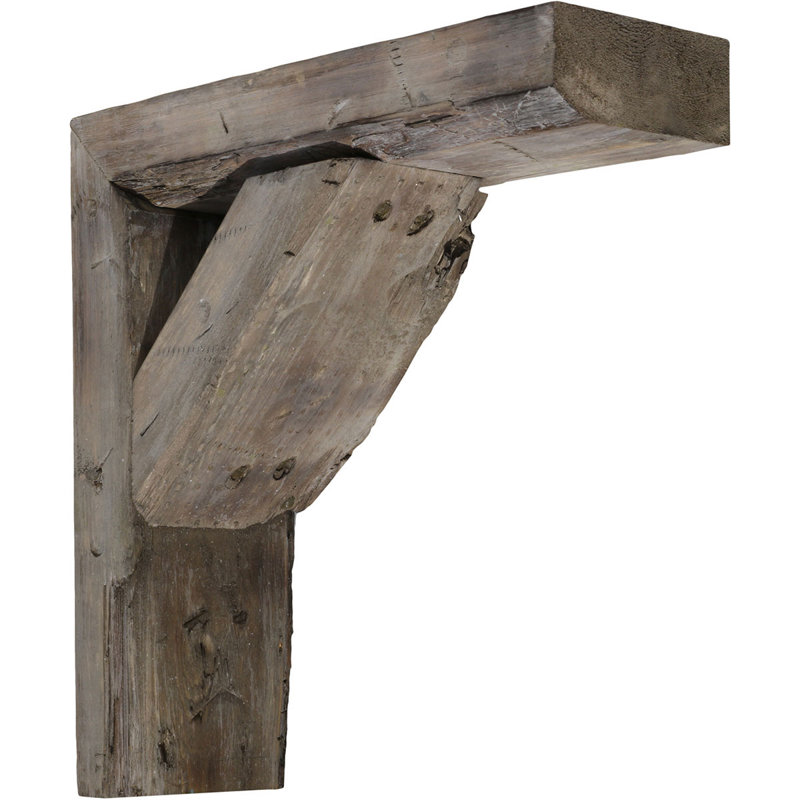 10" Gray Pine Barnwood Shelf Bracket