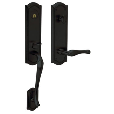 Bethpage Handleset with Single Cylinder Deadbolt and Door and Rosette