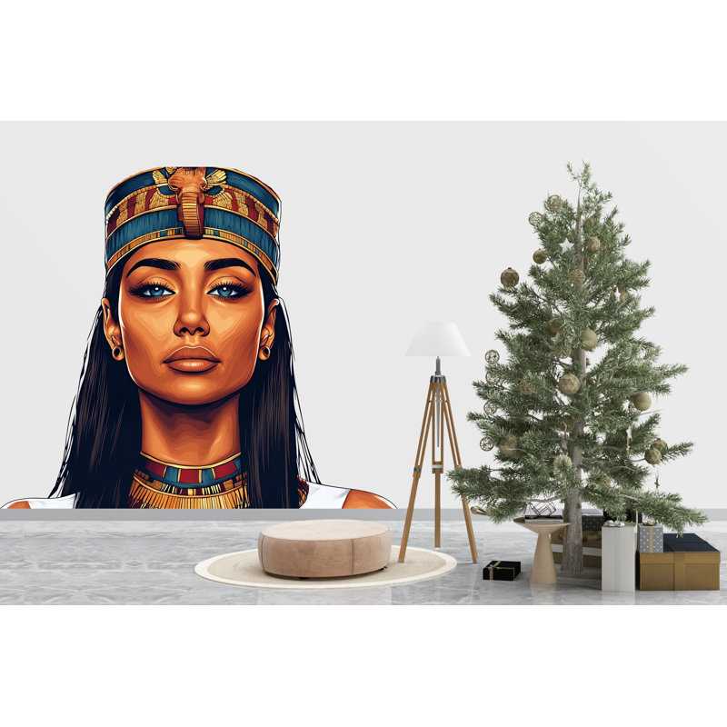 Egyptian Queen Wall Decal, Cleopatra Wall Sticker, Ancient Egypt Wall Art, Bedroom Decor, Goddess Portrait Mural, 142Gm