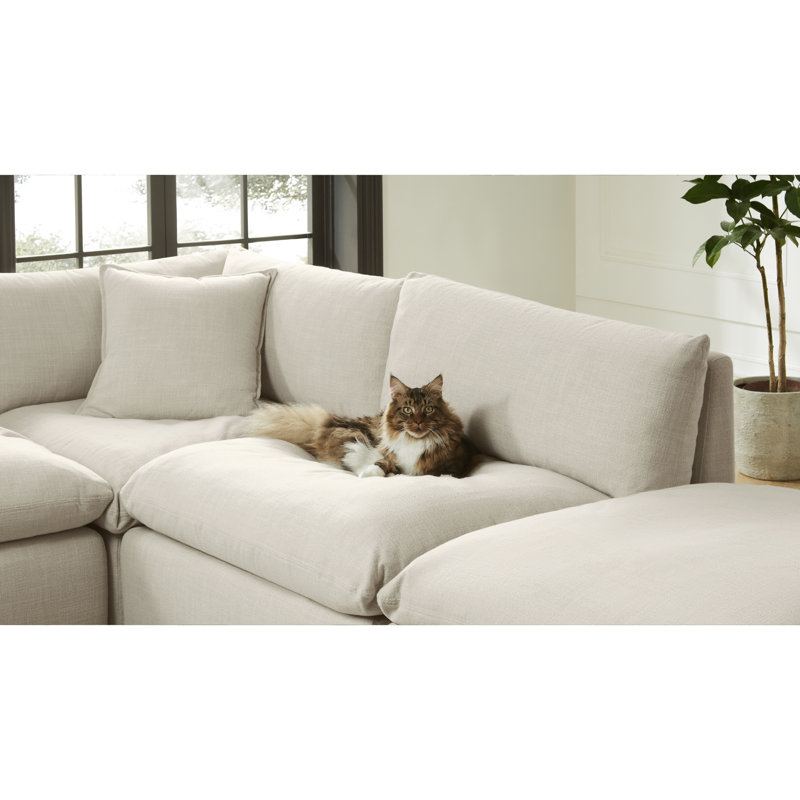Canapé rembourré sans accoudoirs de 121 po 3 pièces Annabella, Tissage performant en lin Effie