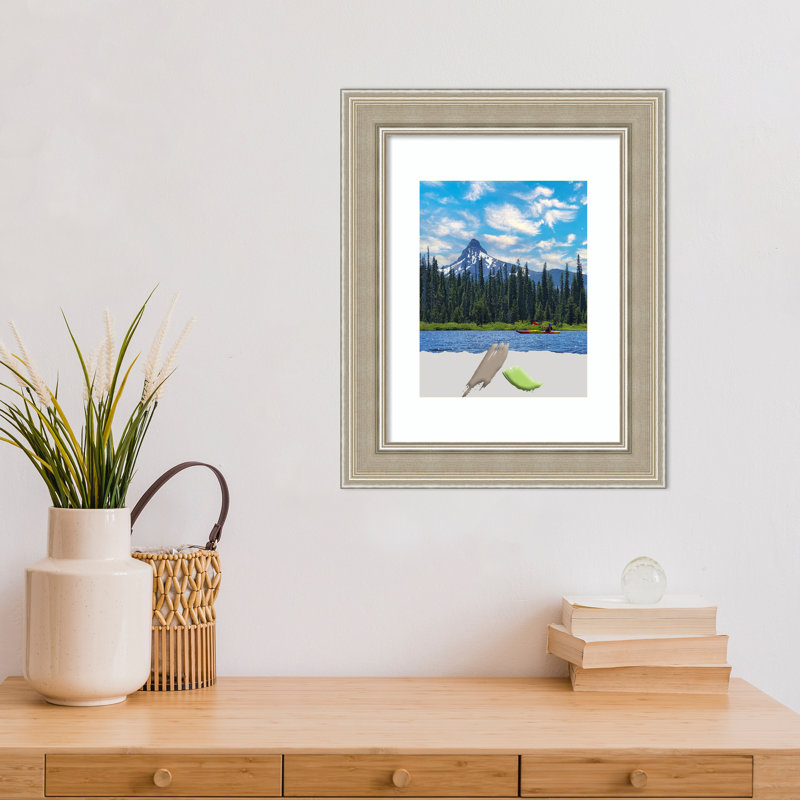 Asharee Silver Wood Picture Frame with Mat, 11" x 14"