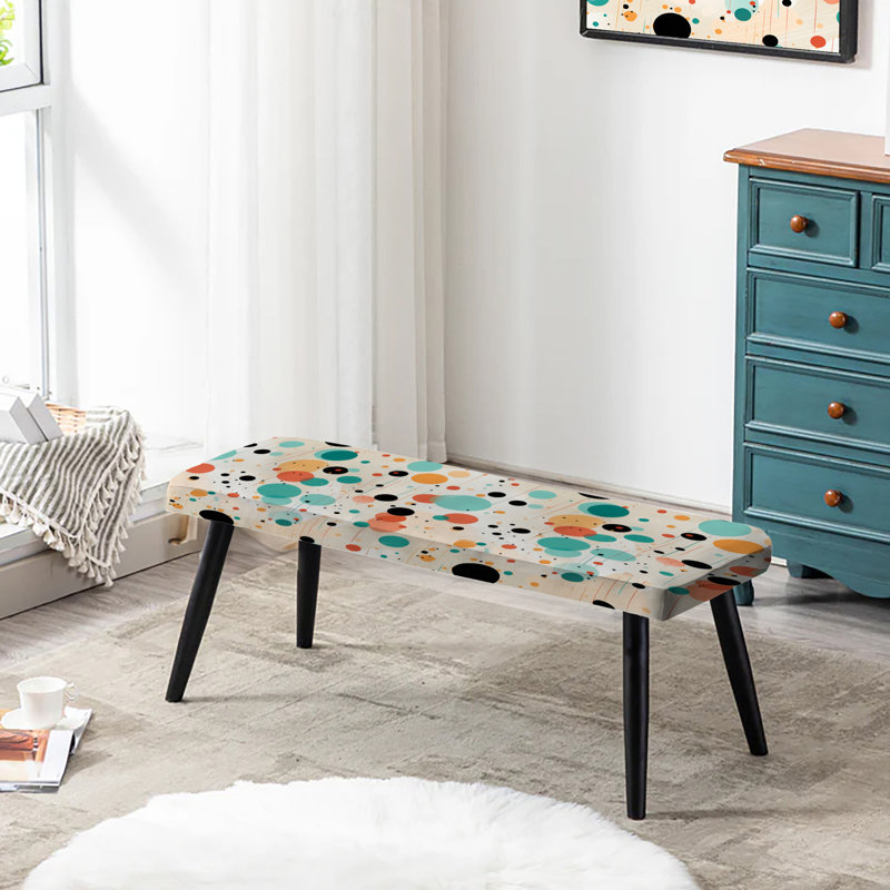 Modern Fusion Polka Dots Pattern - Polka Dots Upholstered Black Bench
