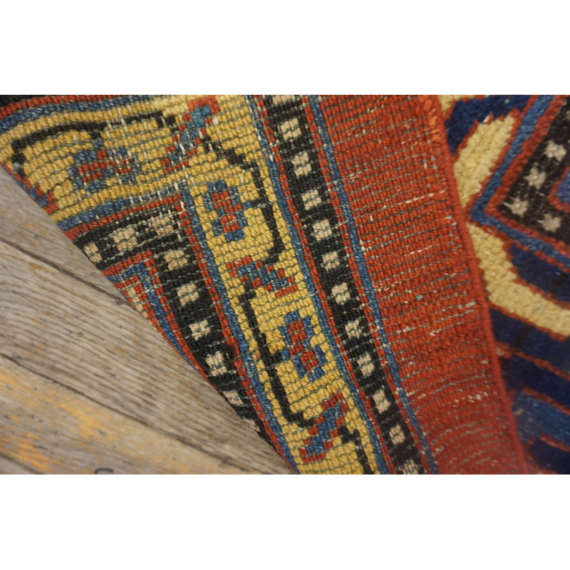 Rare Room Size Tribal Pomegranate Design Gold Background Antique East Turkestan Yarkand Khotan Rug