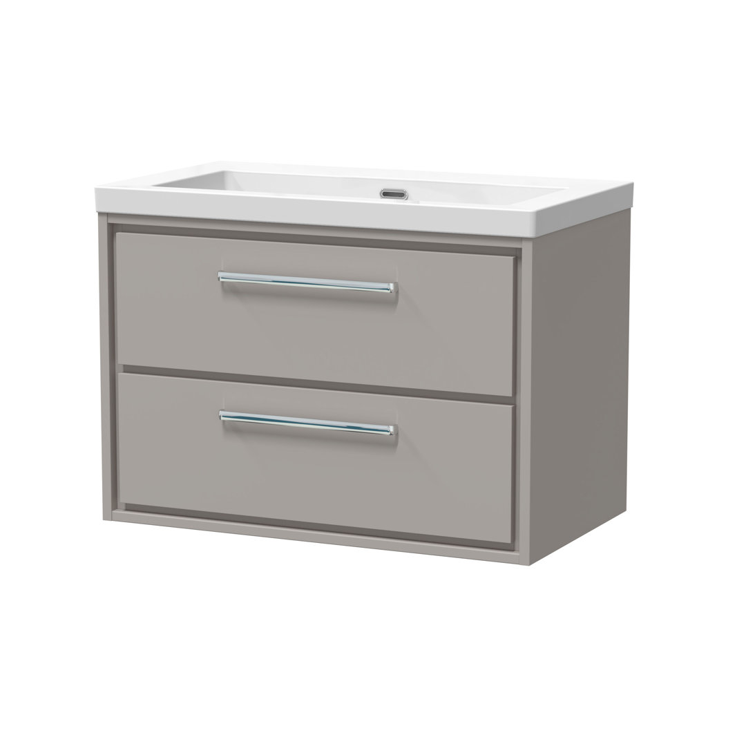 Hudson Reed Lille 600mm Fern Green 2 Drawer Wall Hung Vanity Unit With Fireclay Basin