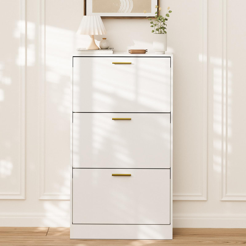 Range-chaussures, range-chaussures autoportant avec 3 tiroirs rabattables, rangement pour chaussures d'entrée moderne avec présentoir supérieur, armoire à chaussures étroite et étroite 