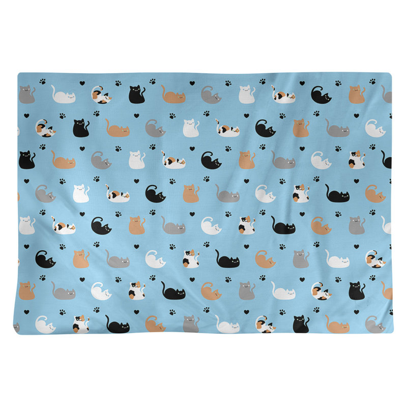 Napperon en coton 18 po Cat, Bleu / Noir