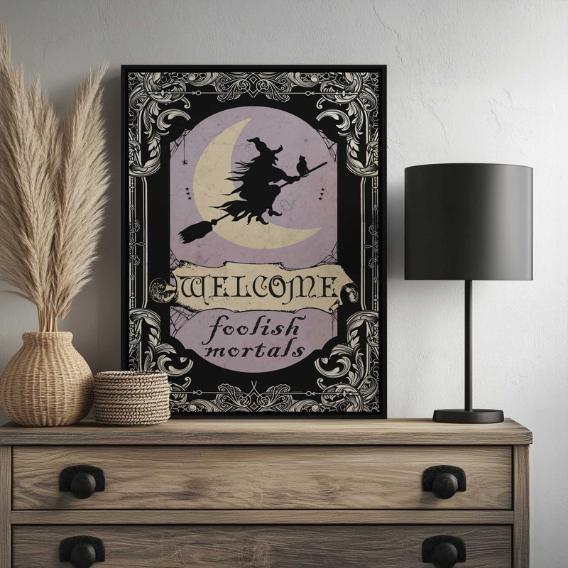«Welcome Foolish Mortals» par Bluebird Barn, reproduction d'art, L 30 x H 40, Doré, Toile avec cadre