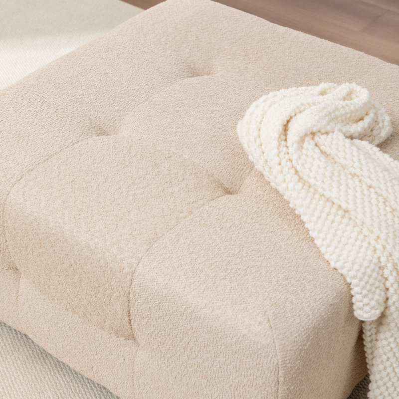 Repose-pieds rembourré Ashyiah, Boucle beige chaud