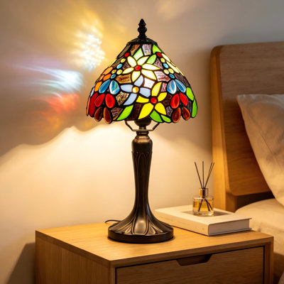 Tiffany Style Table Lamp,Sunflower Style Lampshade ,3 Adjustable Color Temperatures,Perfect for Bedroom, Living Room and Other Spaces(Bulb Included)