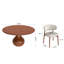 Table de salle à manger ronde en bois massif avec 4 chaises-1340483009-1340483010