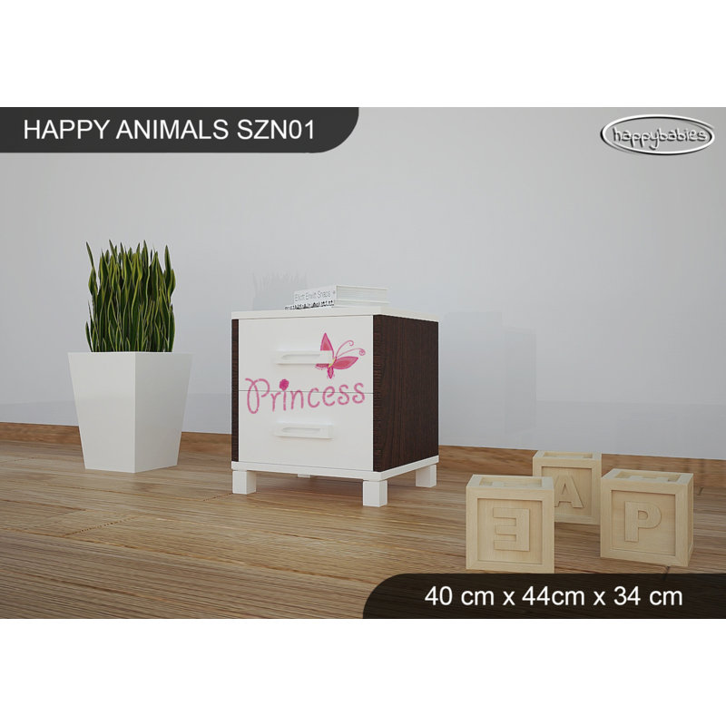 2 Drawer Nightstand, White/Chestnut