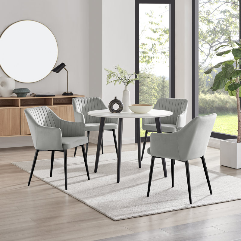 Betsab 4 - Person Dining Set, Grey, Oak/Black