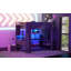 Lit mezzanine double en bois avec bureau, tablettes multiples, DEL et station de charge