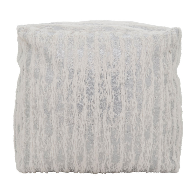 Wightman Upholstered Pouf, Silver