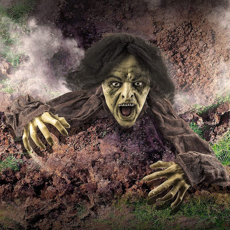 Décoration d'Halloween rampant zombie - Zombies qui sortent du sol - Décorations d'extérieur zombies effrayantes pour les maisons hantées, les cimetières et les fêtes d'Halloween - 6 x 5 x 7 pouces