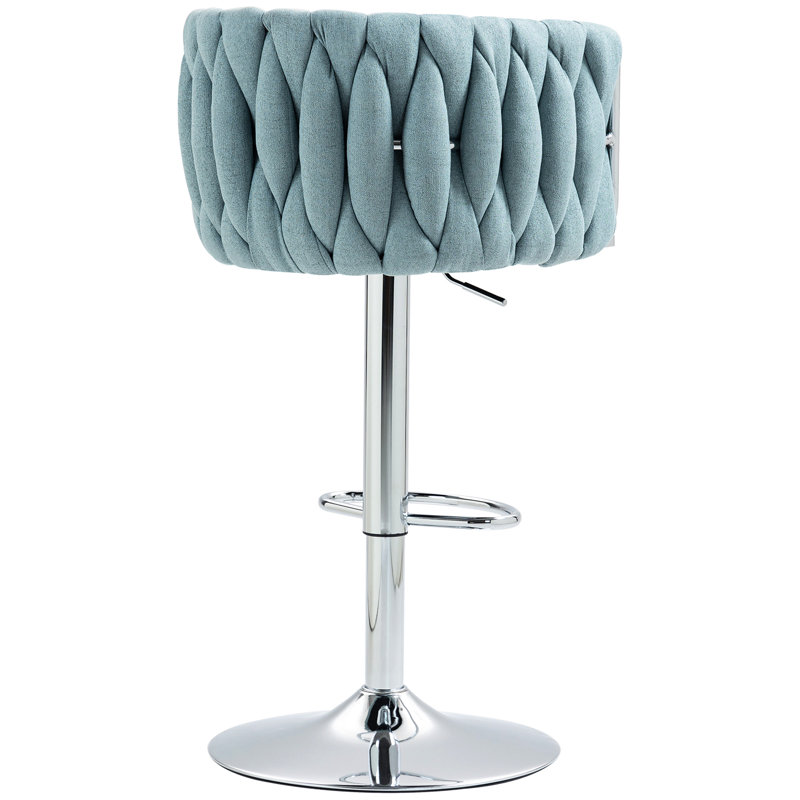 2 pièces tabourets de bar pivotants en tissu bleu 360 - Hauteur réglable avec dossier tissé et repose-pieds pour îlot de cuisine, pub, café de 2 repose-pieds, café, pub