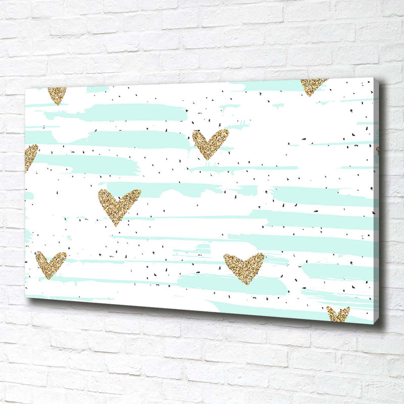 Golden Hearts Background - Wrapped Canvas Print