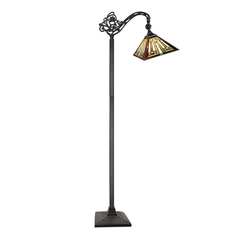 Lampe sur pied de lecture 1 lumière en bronze noirâtre à 1 lumière de style Tiffany FIRman Halvard Halvard