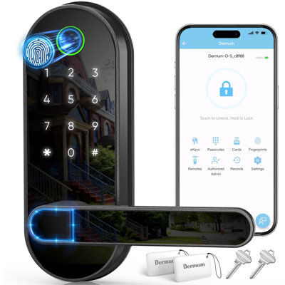 Keyless Entry Fingerprint Digital Smart Lock with Handle and Keypad