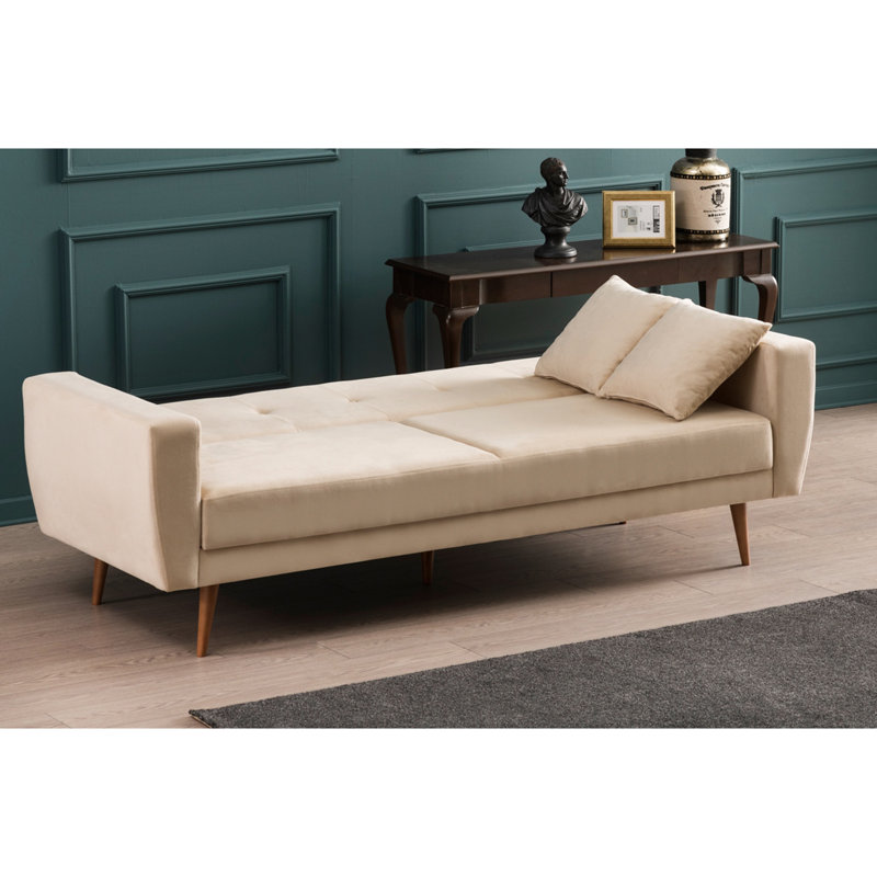 Canapé-lit rembourré 85,8 po Rueter, 100 % polyester crème