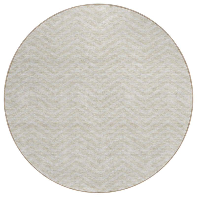 Tapis rond 8 po beige et gris