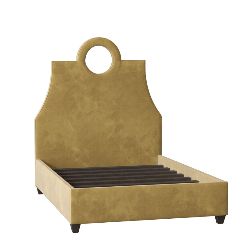 Tess Upholstered Bed, Queen, Sachi Deep Teal, Brown Mahogany
