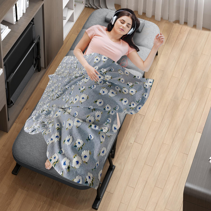 3 in 1 Folding Bed with Mattress, Portable with 6 Adjustable Positions, Foldable Hideaway Cot, Gray