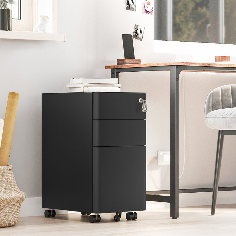 Alinne 30cm Wide File Cabinet, Black