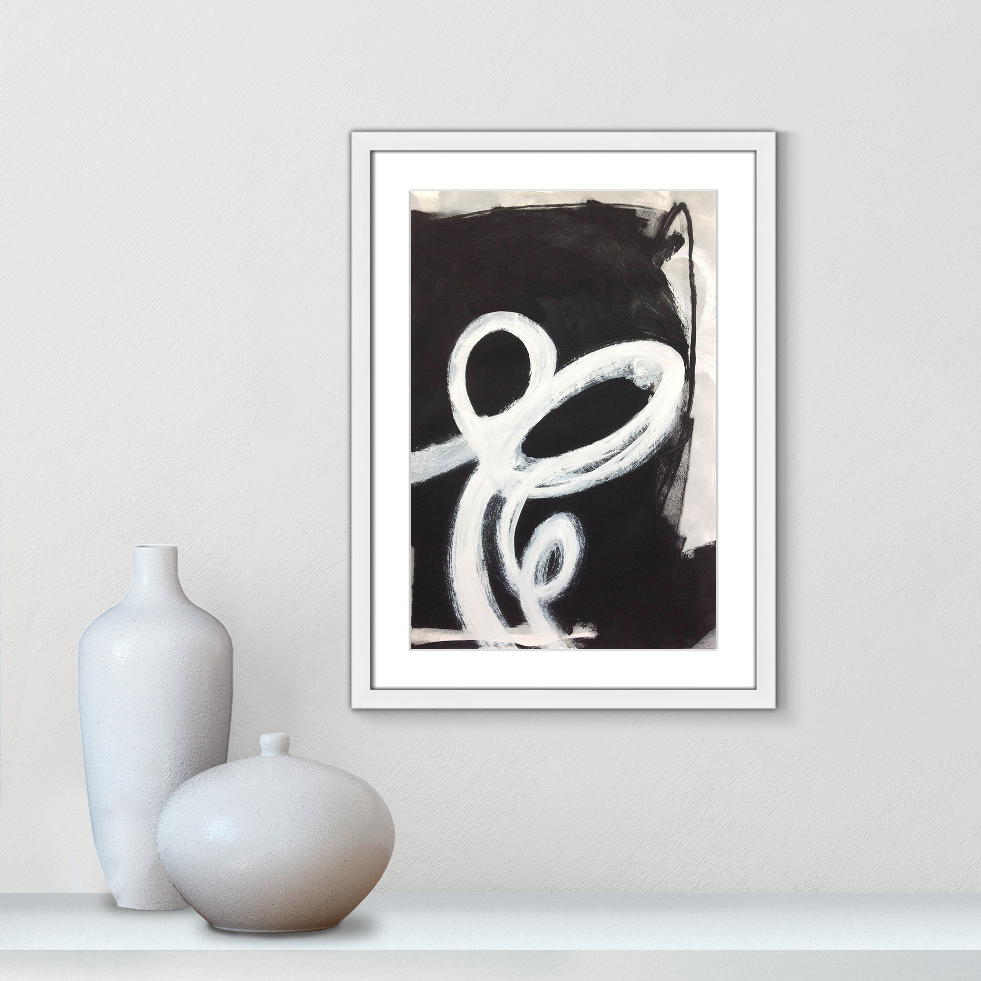 Ansonia Swirly Swirls II Print by , White Single Picture Frame, 23" H x 17" W x 1.25" D, Yes