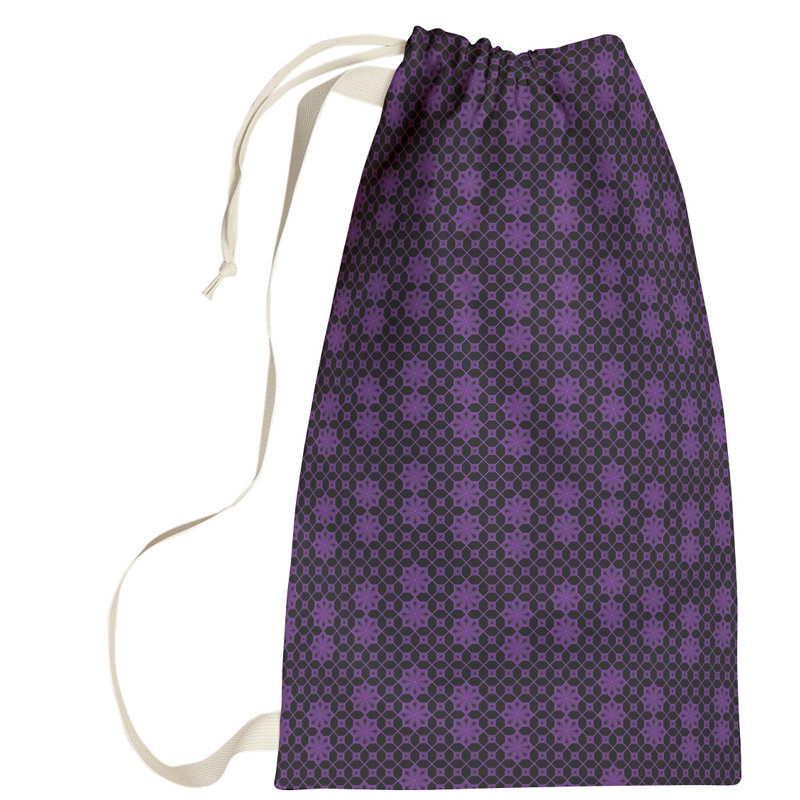 Sac à linge en treillis, Grand (H 76,5 po x l 29,5 po x 1,5 po), Mauve / Noir