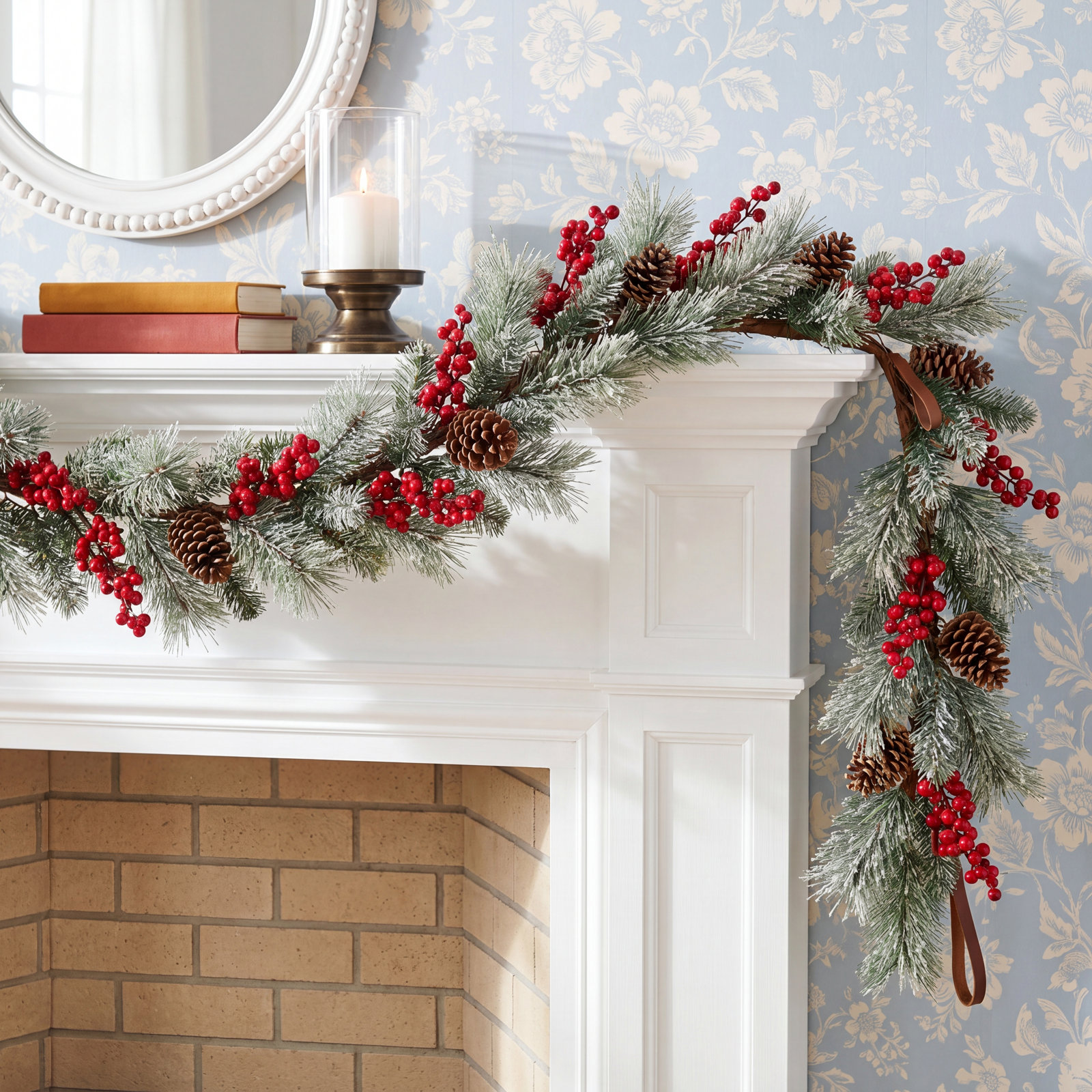 72" Frosted Pre-Lit Berry Garland