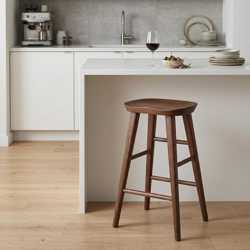 Tabouret de bar et de comptoir Anzie, Tabouret de comptoir (siège d'une hauteur de 25,8, Noyer