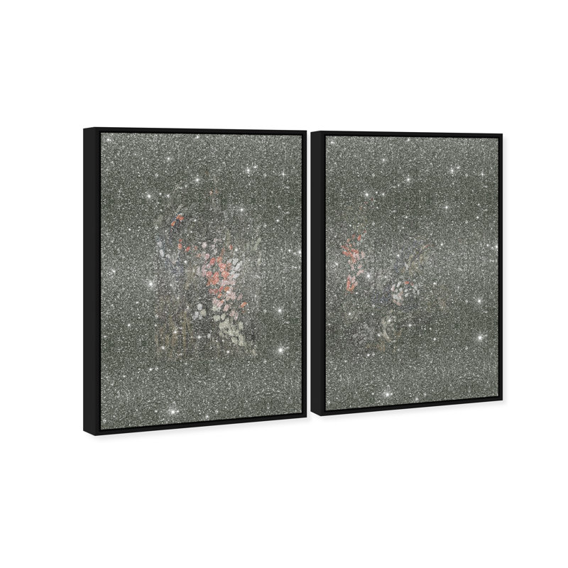 Dancing Petals Set Set by Oliver Gal, 11"H x 16"W, Black Floater Frame