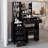 37" Middle Size Left Bedside Cabinet Vanity Table + Cushioned Stool Dresser Set, 2 AC+2 USB Socket, Hair Dryer Stand, Large Touch Control LED Sliding Mirror, 3-Color Switch, EPA, GCC, UL Certificate-1773228989