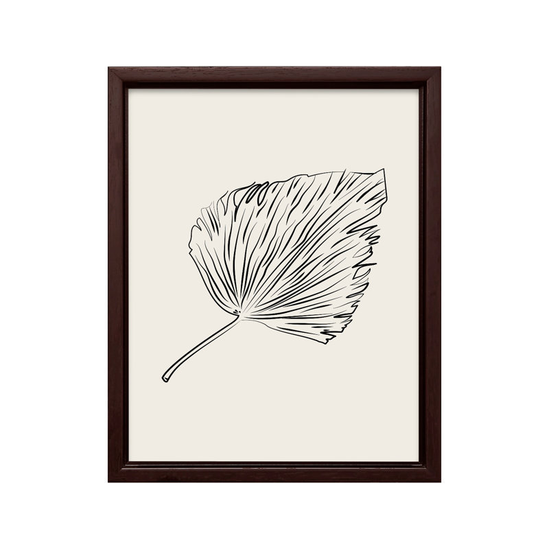 Leaf Sketch, Canvas, 24"H x 32"W, Brown Framed