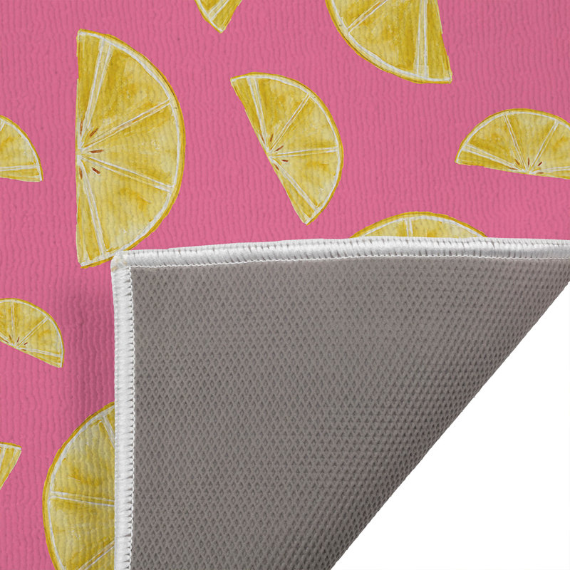 Summer Lemon Outdoor Doormat, Bubblegum, 34" W x 21" L