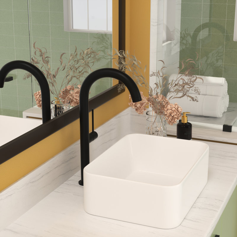 16"X12" Ceramic Bathroom Vessel Sink - White, Modern, Stain , Countertop Mounting White, White