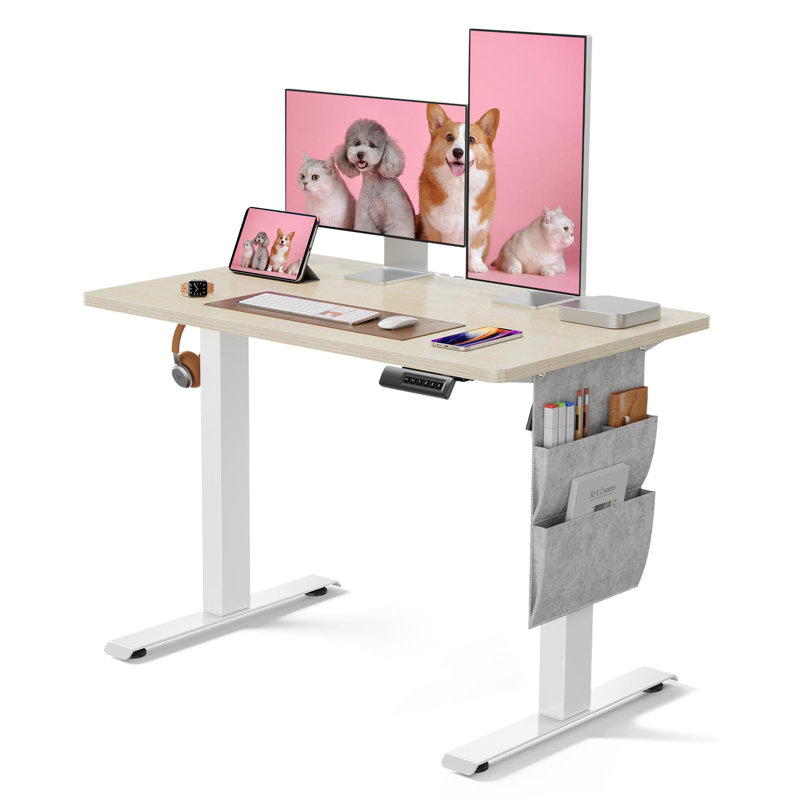 Commercial Use 60Cm W Height Adjustable Rectangular Standing Desk, Black