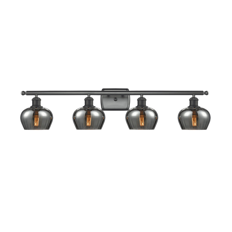 Éclairage de salle de bain à intensité variable 4 lumières Patrina, Fumé, Ampoule DEL 6 watts Vinage, Noir mat
