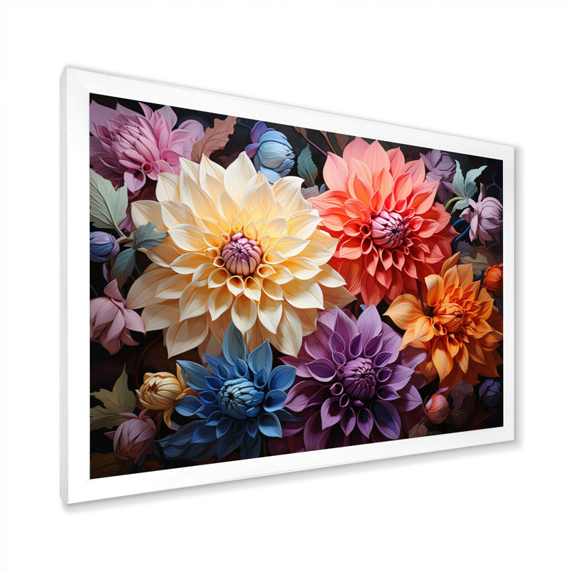 Dahlia Dreams II sur impression sur toile, Cadre simple blanc, H 24 po x l 32 po x P 1 po