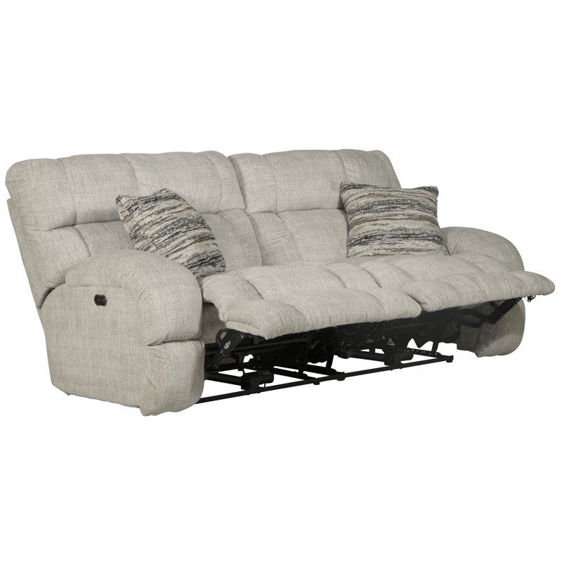 Annaliisa Upholstered 93'' Reclining Sofa, Beige Polyester, Power
