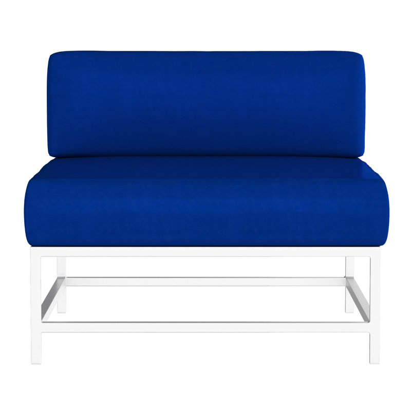 Chaise de patio Delano avec coussins Sunbrella, Bleu pacifique, Gris Tex