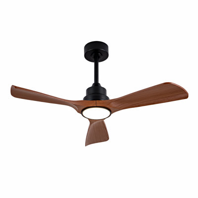 42 Inch Modern Black Ceiling Fan With Light 3 Abs  Blades Remote Control Reversible Dc Motor With Dimmable Led