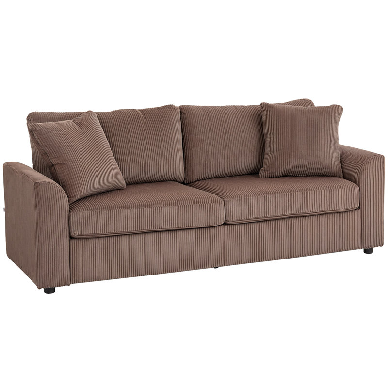 3 Seater Corduroy Sofa, Coffee, 88'' H x 212'' W x 80'' D