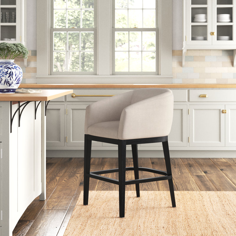 Bridgewater Upholstered Barrel Counter Stool, Black Frame 