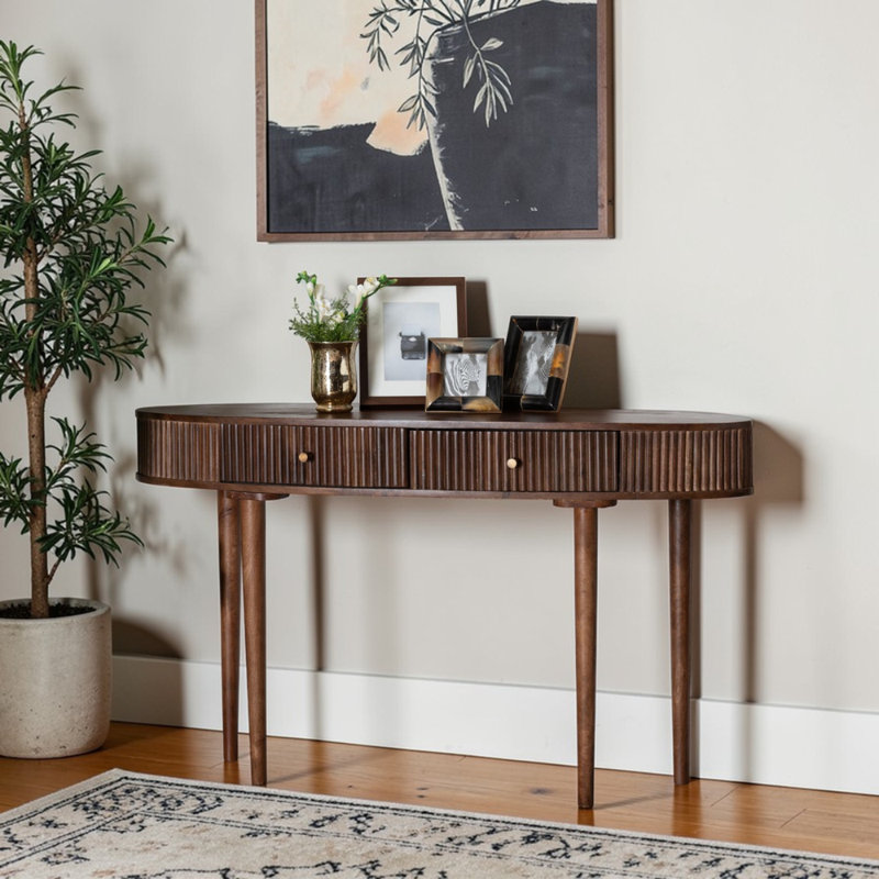 Console ovale 2 tiroirs Leyna