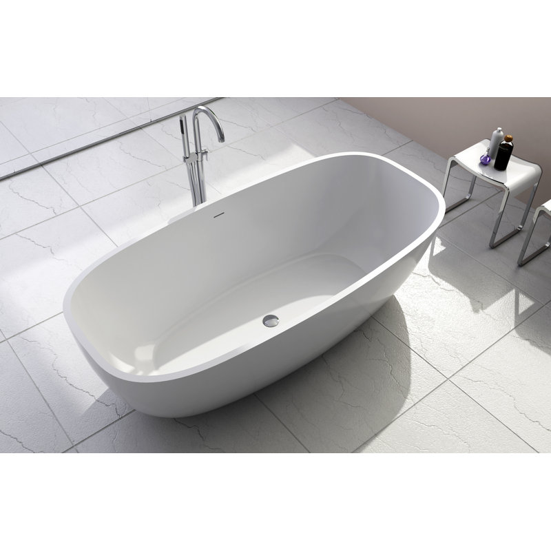 Beric 67'' x 27.5'' Freestanding Soaking Solid Surface Bathtub