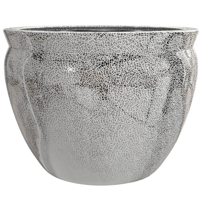 14" Sky Blue Fishbowl, Silver, 10.5" H X 14.5" W X 14.5" D