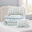 Ensemble de literie bleu pour lit double/queen, couette florale froncée en microfibre pour chambre à coucher